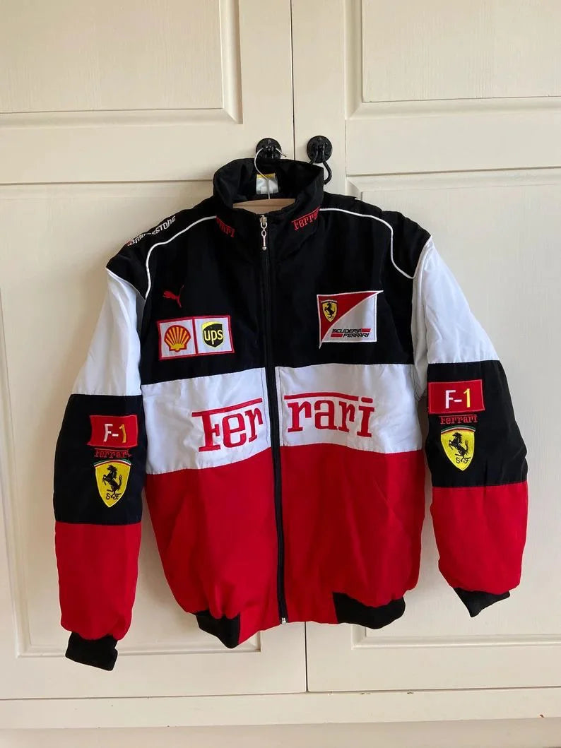 Retro Jacket FERRARI Racing F1 Vintage White
