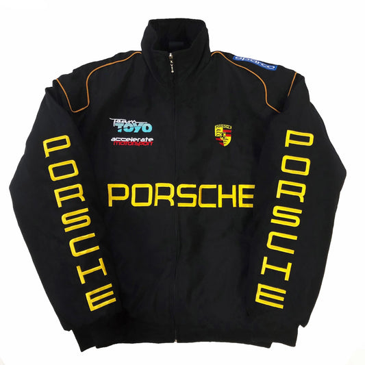 Retro Jacket Racing PORSCHE Vintage Black