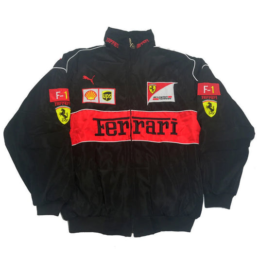 Retro Jacket Racing F1 Ferrar1 Vintage Black Red