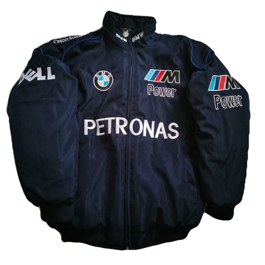 Retro Jacket Racing BMW Motorsport Vintage Marine Blue